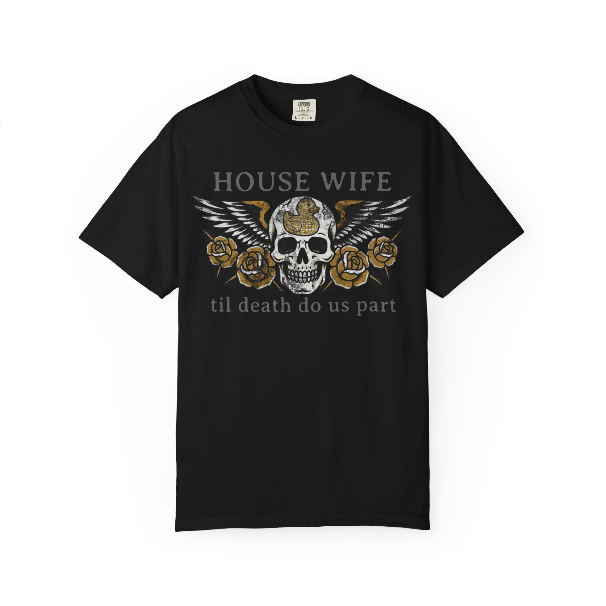House Wife Til Death Do Us Part - Winged Skull Tee